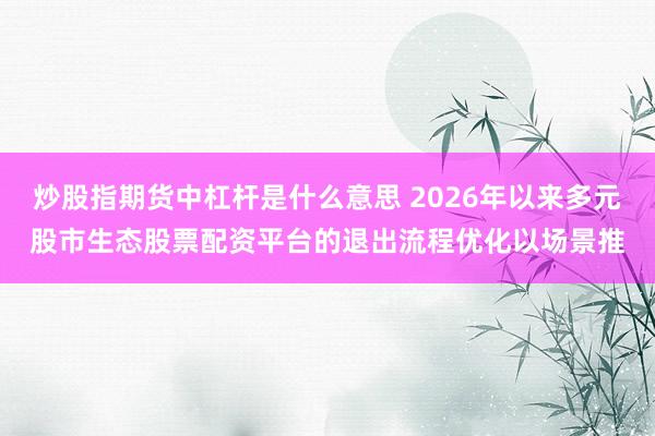 炒股指期货中杠杆是什么意思 2026年以来多元股市生态股票配资平台的退出流程优化以场景推